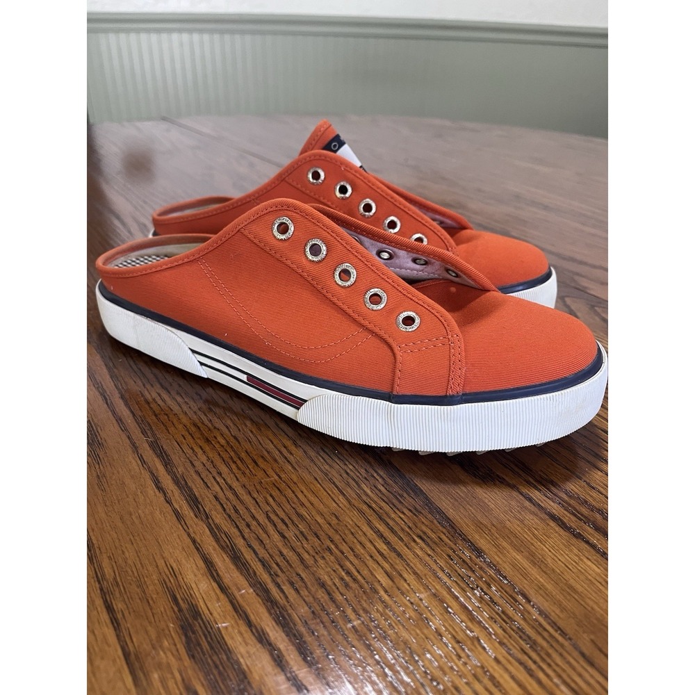 Tommy Hilfiger Sneaker Clogs Womens 10M Orange Nautical Coastal Classic Logo